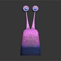 Cartoon Snail Character With Two Big Eyes Pink Blue Body And Spotted Texture