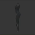 Mannequin Displaying Black Fitted Jumpsuit With Orange Stripe Design Details 3d model