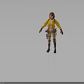 3D Adventurous Character With Purple Hair Yellow Jacket Knee Pads And Utility Belt