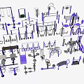 Various Types of Sports Equipment 3D Models Including Gym Machines and Fitness Gear