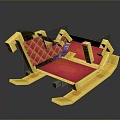 Decorative 3D Model With Golden Frame Red Diamond Pattern And Gray Support Legs