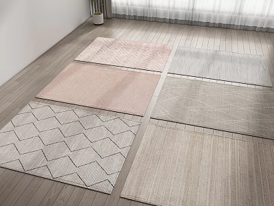 Square Rugs With Various Patterns And Colors In Wooden Floored Room 3d model Square Rugs With Various Patterns And Colors In Wooden Floored Room 3d model