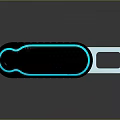 Portable Slim USB Flash Drive With Black Body Blue Glowing Edge And White Connector