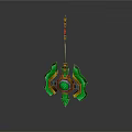 Fantasy 3D Weapon Model With Green Gemstone And Golden Accents