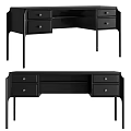 Black Modern Desk with Drawers and Stylish Design for Home Office Use