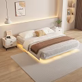 Modern Bedroom Interior With Platform Bed Nightstands And Ambient Lighting