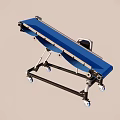 Industrial Mobile Conveyor Belt Equipment With Blue Conveyor Surface And Control Panel On Rolling Casters