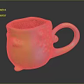 Colorful Ceramic Mug With Yellow Orange White Gradient And Textured Raised Dots Design