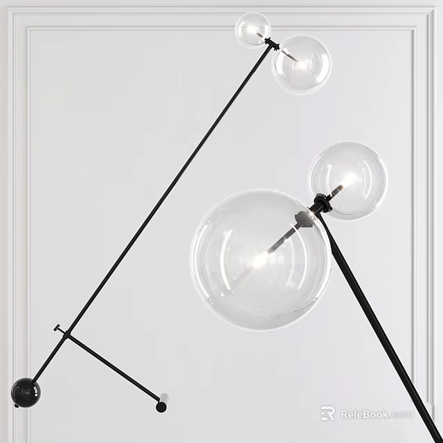Modern Floor Lamp With Multiple Glass Globes And Black Stand For Interior Lighting 3d model 