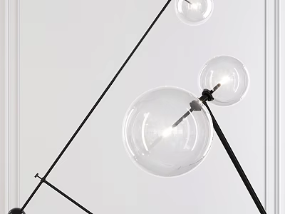 Modern Floor Lamp With Multiple Glass Globes And Black Stand For Interior Lighting 3d model