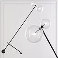 Modern Floor Lamp With Multiple Glass Globes And Black Stand For Interior Lighting