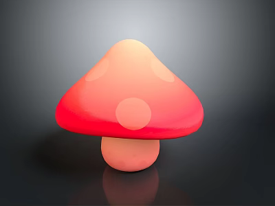 Red Gradient Mushroom With White Polka Dots And Pink Stem As Edible Food 3d model