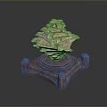 Layered Stone Decorative Ornament with Red Wooden Base and Stacked Design