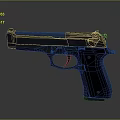 Black Modern Pistol With Glossy Metal Finish Textured Grip And Trigger