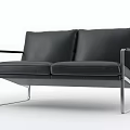 Modern Black Leather Two Seater Sofa With Sleek Metal Frame Design 3d model