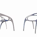 Modern Single Chair With Sleek Silver Metal Frame And Curved Armrest Design 3d model