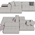 Light Gray Sectional Sofa With Soft Pillows And Side Table For Living Room 3d model