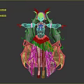 Anime Game Character With White Long Hair Black Horns And Red Gothic Dress
