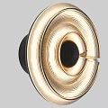 Modern Gold Wall Light with Circular Ring Design and Black Sphere Center 3d model