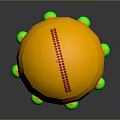 Golden Dome Hat Ornament With Ring Top Red Black Details And Green Beads