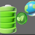 Green Battery With Leaf Icon And Earth Globe For Eco Friendly Sustainable Energy