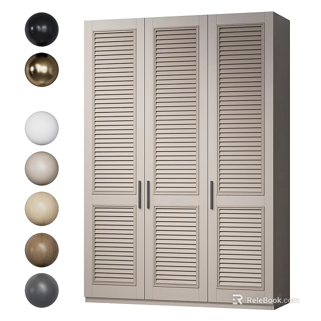 Modern Wardrobe With Shutter Doors And Neutral Color Options For Bedroom 3d model 