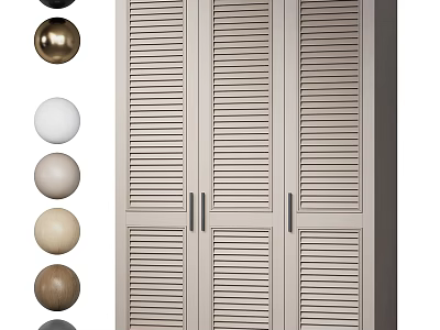 Modern Wardrobe With Shutter Doors And Neutral Color Options For Bedroom 3d model