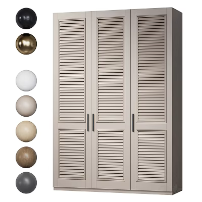 Modern Wardrobe With Shutter Doors And Neutral Color Options For Bedroom 3d model