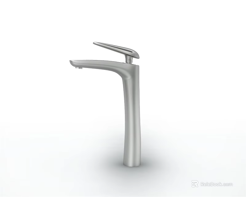 Modern Single Handle Faucet With Silver Metal Sleek Design And Smooth Lines 3d model 