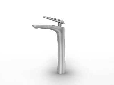 Modern Single Handle Faucet With Silver Metal Sleek Design And Smooth Lines 3d model