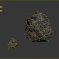 3D Rendered Wood and Stone Samples with Irregular Dark Surfaces Sharp Facets and Brown Bases
