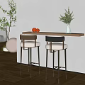 Modern Bar Interior Featuring Counter Wooden Shelf Bar Stools Vase Oranges And Plants