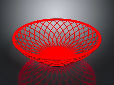 Red Woven Lattice Mesh Basket for Daily Fruit Storage as Household Item 3d model