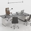 Modern Office Desk Setup With Ergonomic Chairs Laptop And Desk Lamp