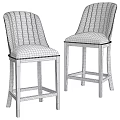 Modern Gray and Green Bar Stools with Vertical Striped Backrest and Wooden Legs