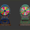 Colorful Casino Roulette Gaming Machines With Bright Wheels And Control Panels