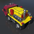 Red And Yellow Heavy Duty Truck With Water Tank And Equipment Details