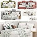 Soft Modern Kids Bed With Cozy Pillows And Safe Mattress For Children