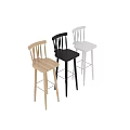 Modern Light Wood Black And White Bar Stools With Slatted Back Slender Legs Metal Footrest