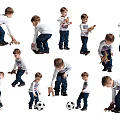 Multiple Kids Playing With Soccer Balls And Toy Animals In Various Poses