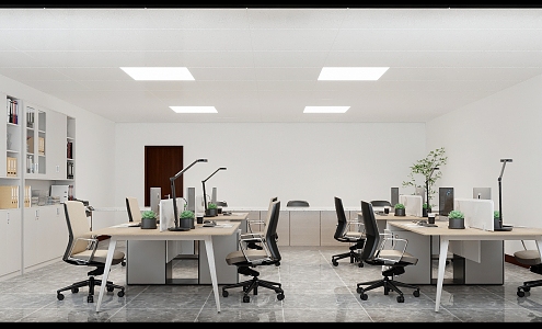 modern public office area office area 3d model