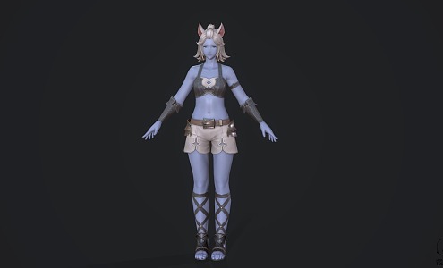 Smurfs female elf game character 3d model