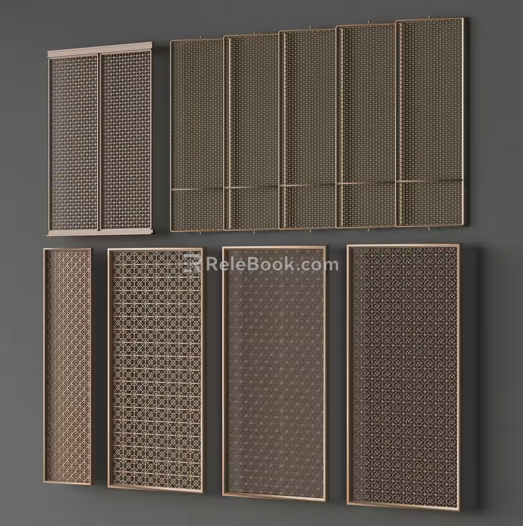 Modern screen metal screen grille partition 3d model