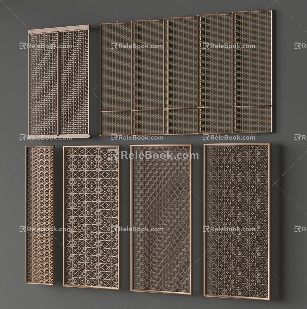 Modern screen metal screen grille partition 3d model