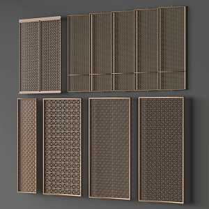 Modern screen metal screen grille partition 3d model