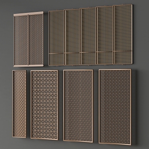 Modern screen metal screen grille partition 3d model