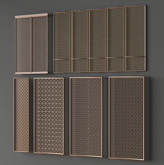 Modern screen metal screen grille partition 3d model