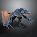 Blue Pterosaur Dinosaur 3D Model With Brown Wings And Sharp Claws