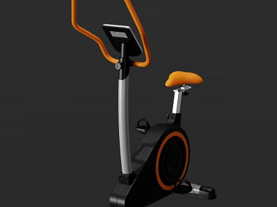 Modern Black And Orange Stationary Bike With Digital Display Curved Handlebars And Ergonomic Design 3d model