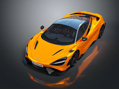 Orange Stylish Sports Car With Sleek Aerodynamic Design Black Roof And Shiny Finish 3d model